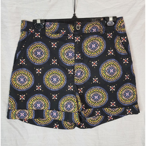 MAEVE Size 6 Abstract City Black Motif Anthropologie Mandala High Waist Shorts - Picture 2 of 10